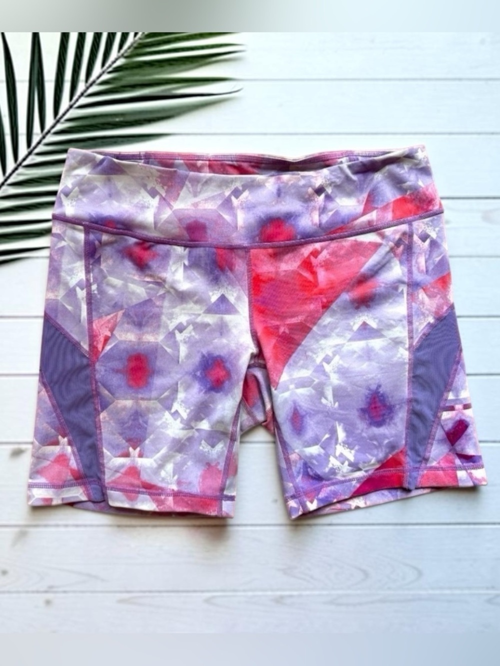 ZELLA Purple Geometric Print Active Shorts - Size Medium
